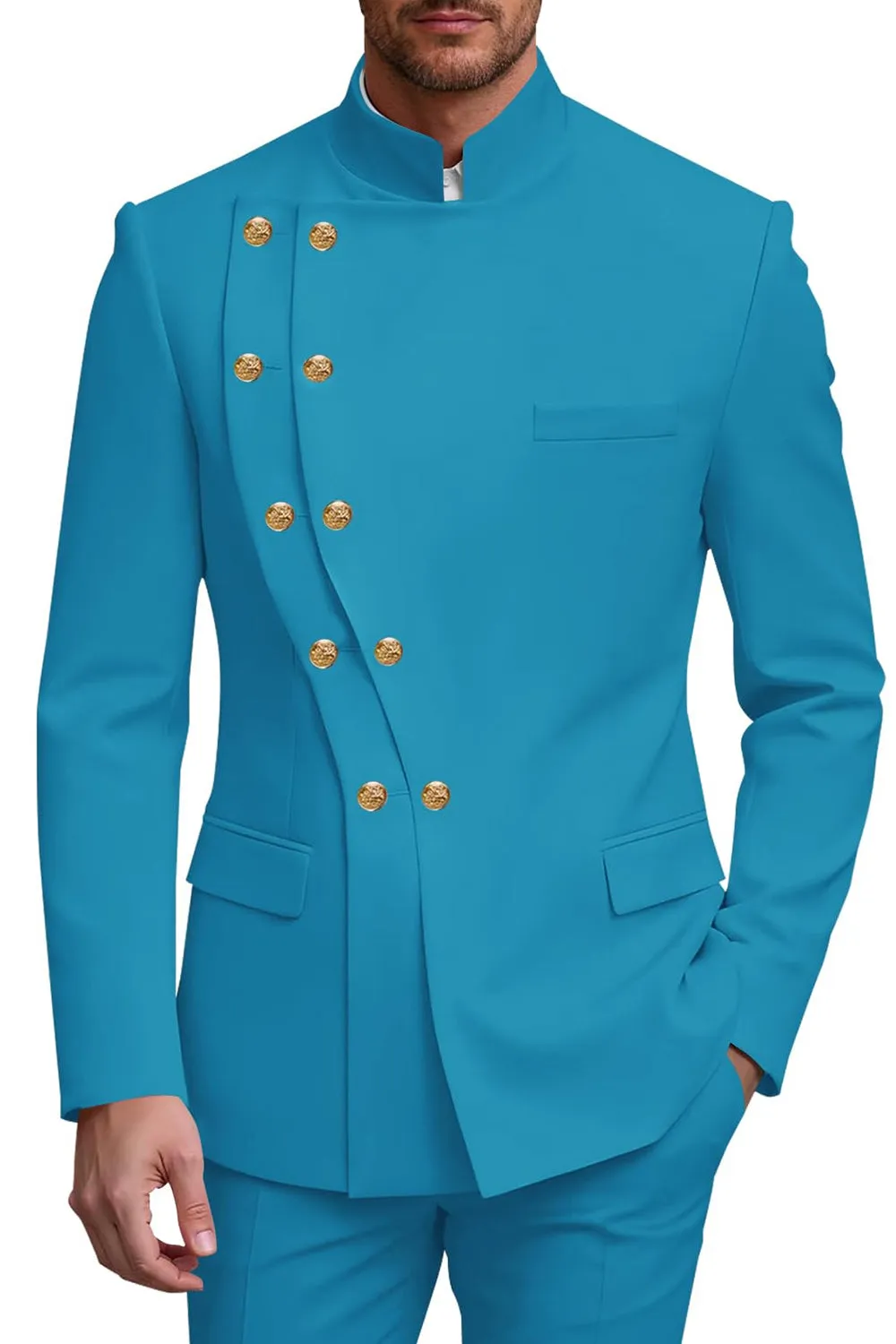 2 Piece Double Breasted Black Men's Prom Suits sold by Zapaka product image thumbnail 3