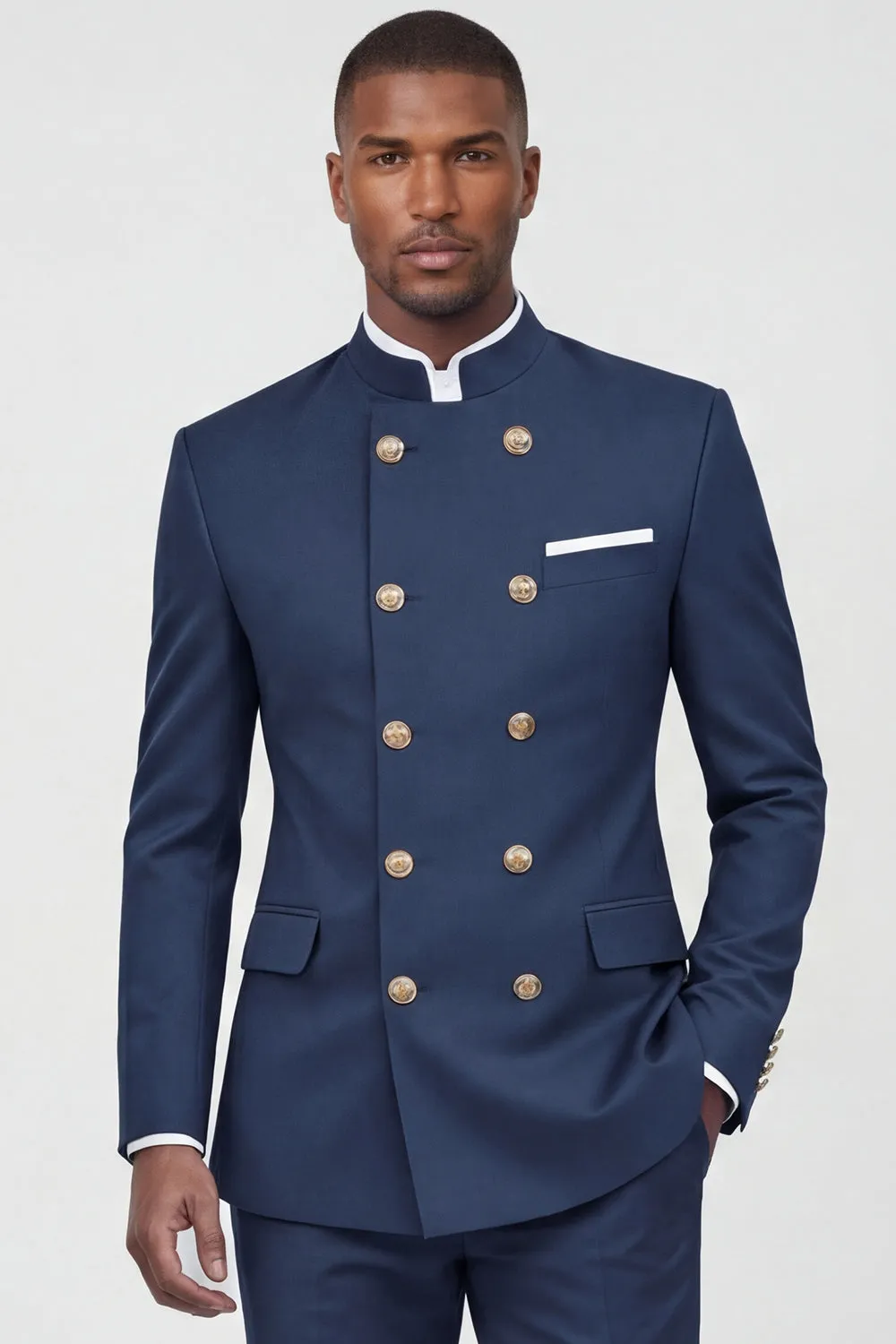 Navy 2 Piece Double Breasted Men's Suits sold by Zapaka product image thumbnail 2