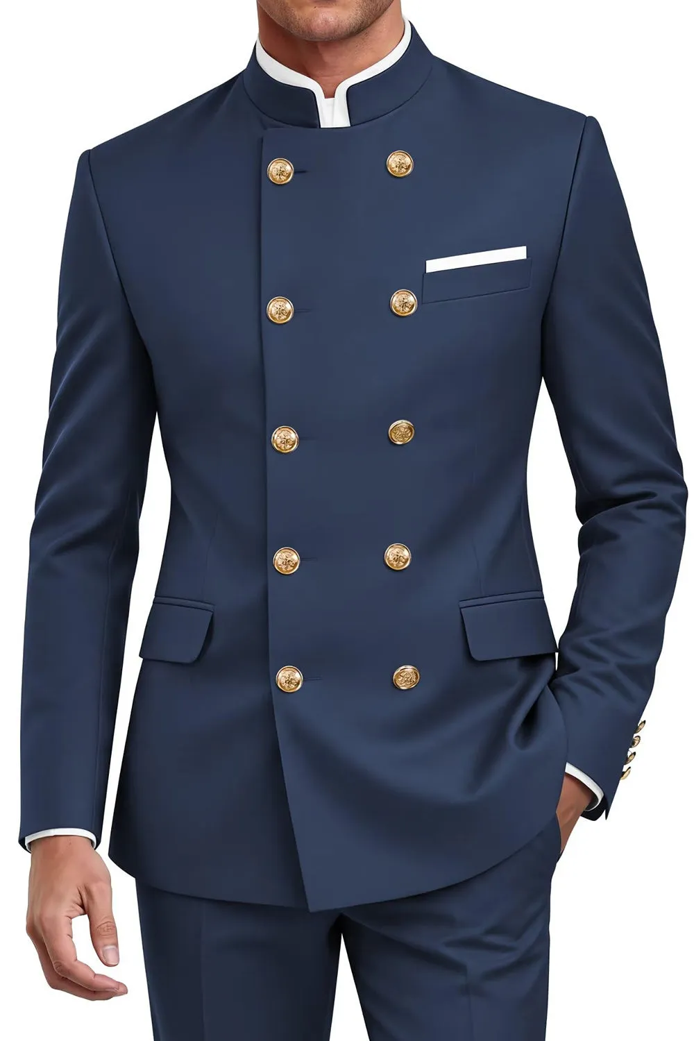 Navy 2 Piece Double Breasted Men's Suits sold by Zapaka product image thumbnail 3
