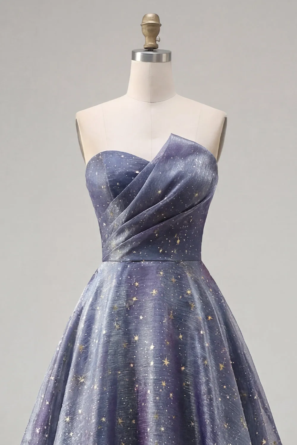 Strapless A Line Starry Ruched Long Prom Dress sold by Zapaka product image thumbnail 5