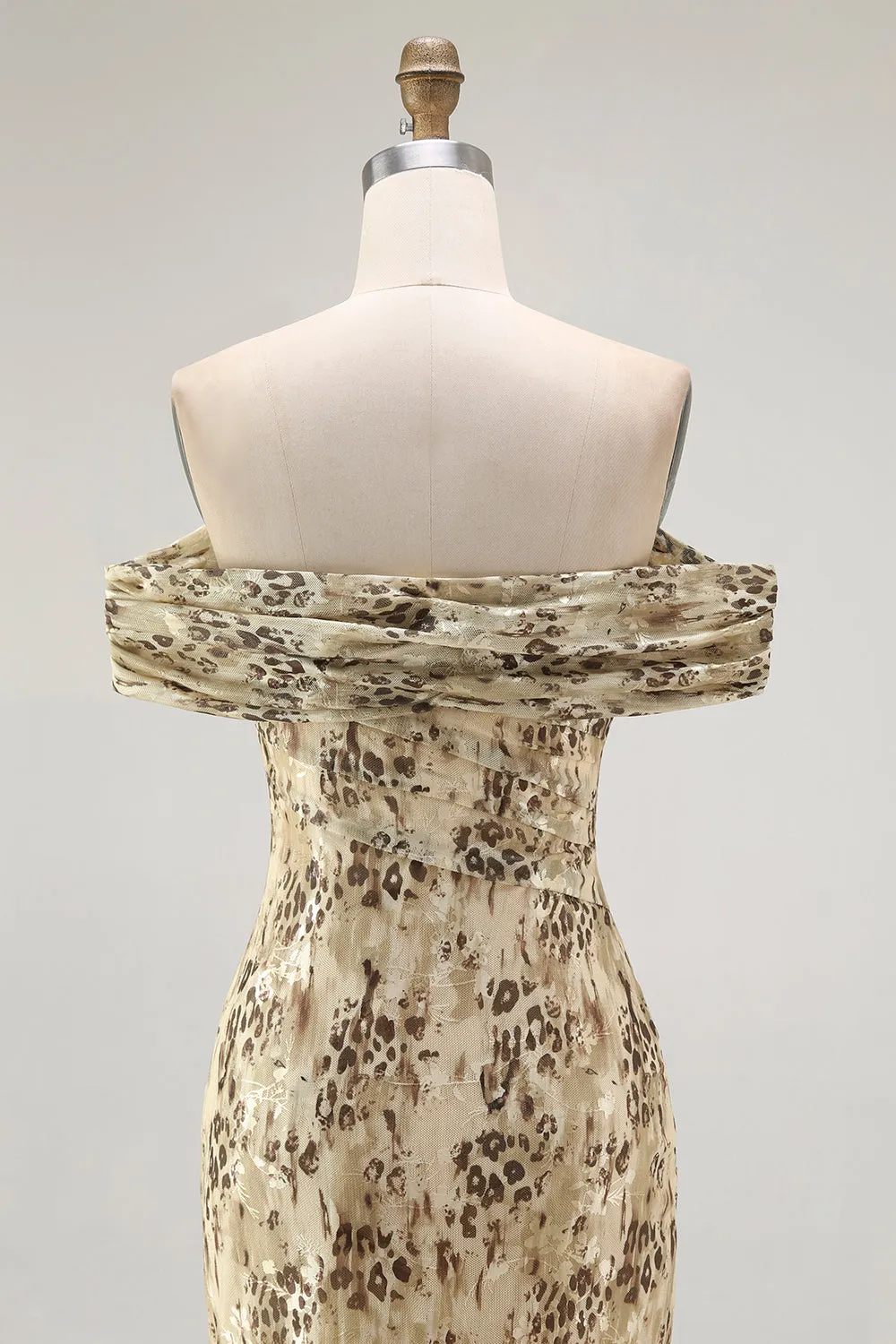 Champagne Flower Sheath Off The Shoulder Maxi Dress sold by Zapaka product image thumbnail 5