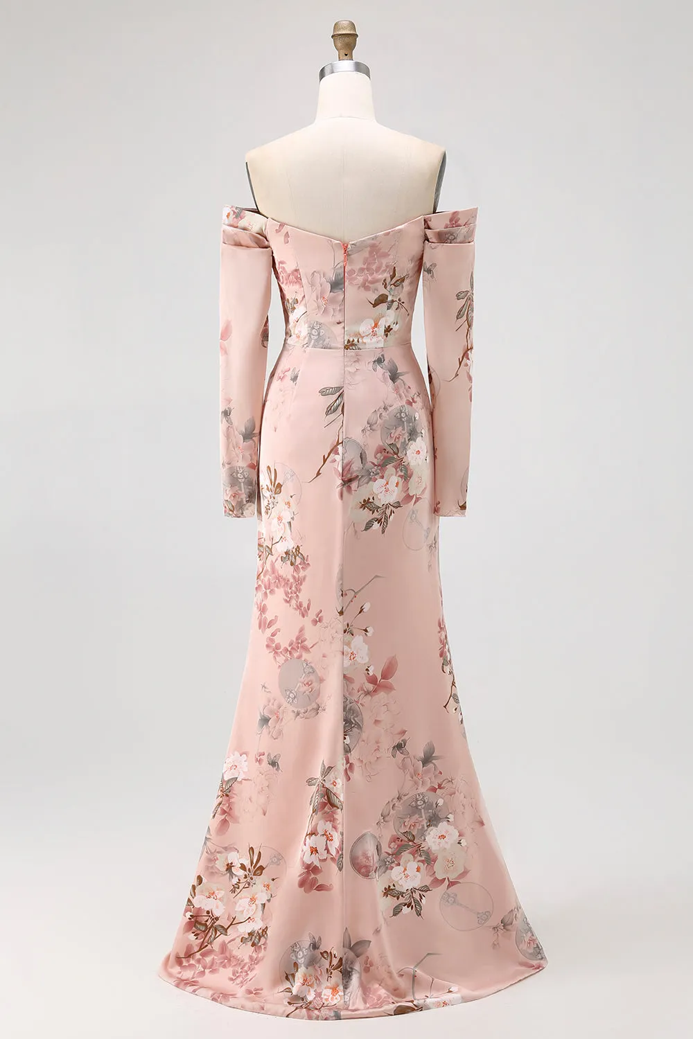 Blush Floral Off The Shoulder Sheath Maxi Dress with Slit sold by Zapaka product image thumbnail 2
