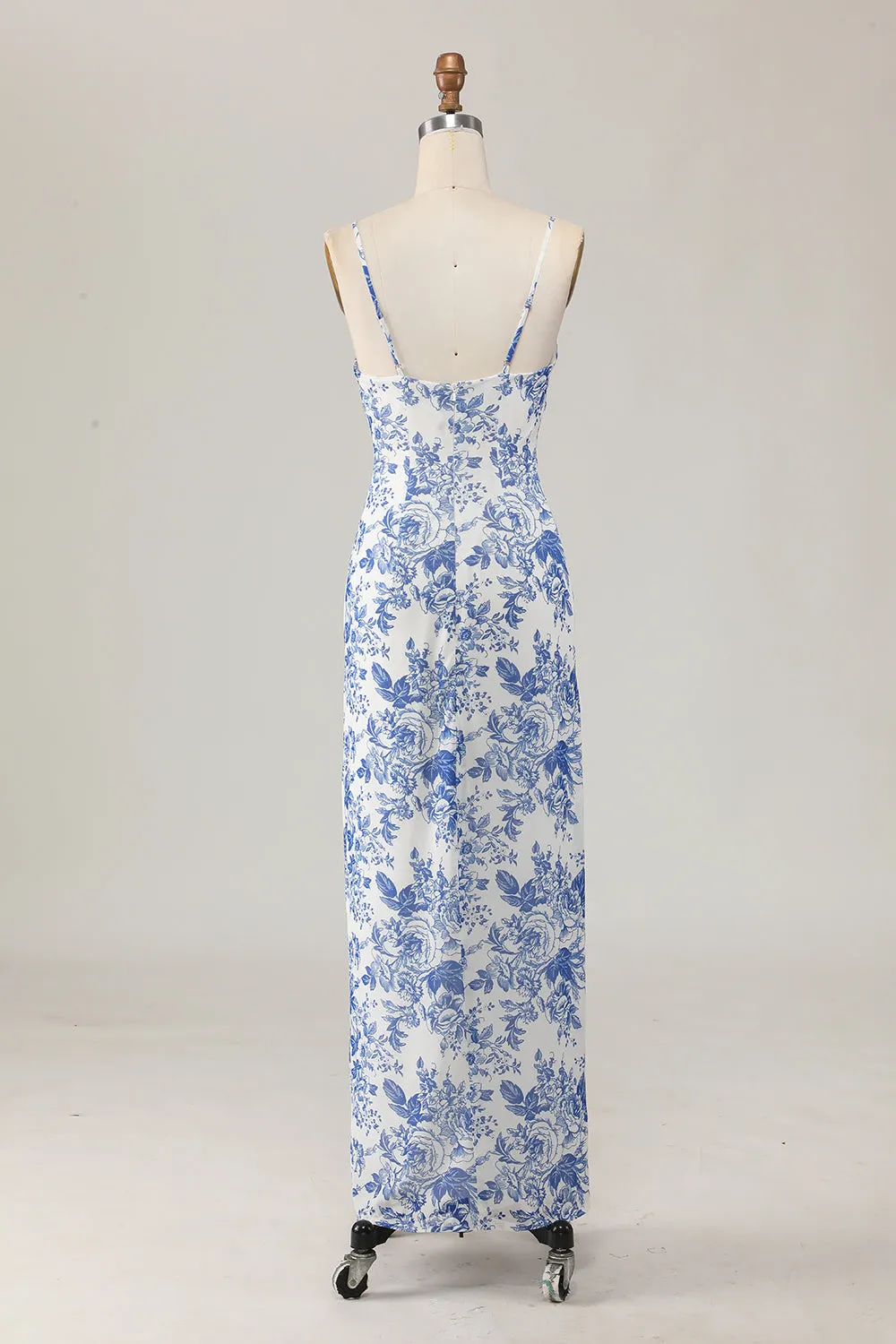 Printed Sheath White Blue Flower Maxi Dress sold by Zapaka product image thumbnail 2