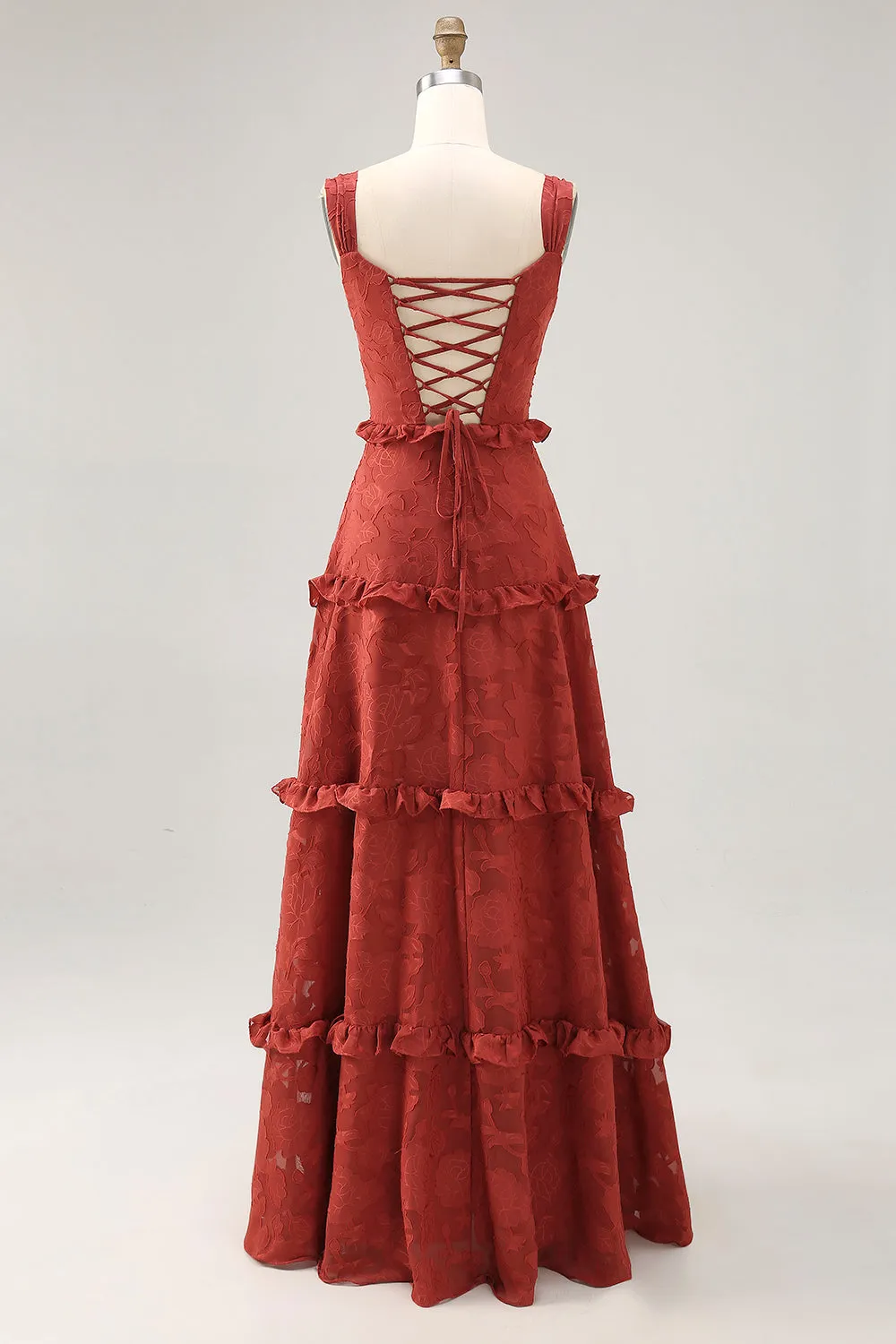 Floral Terracotta Ruffled A Line Maxi Dress sold by Zapaka product image thumbnail 2