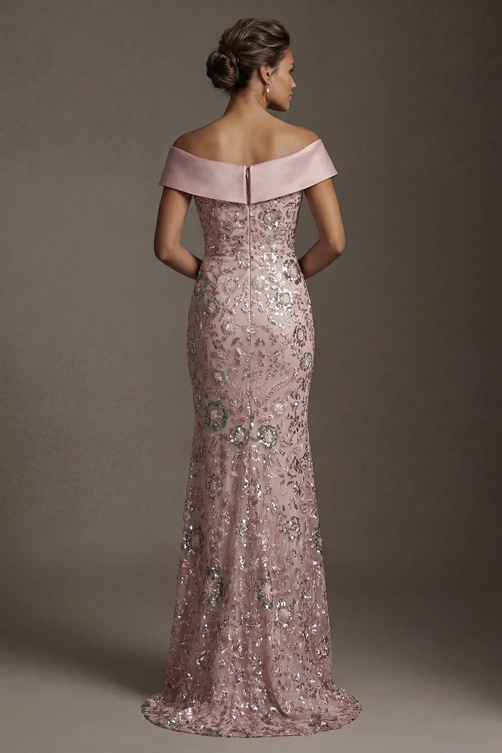 Sparkly Pink Long Off the Shoulder Mermaid Beaded Mother of the Bride Dress sold by Zapaka product image thumbnail 2