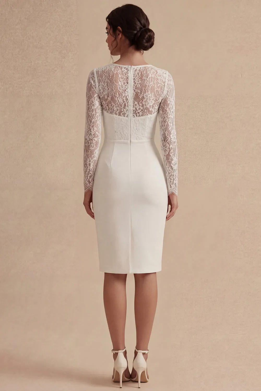 Bodycon Lace Long Sleeves Floral White Boho Engagement Dress sold by Zapaka product image thumbnail 2