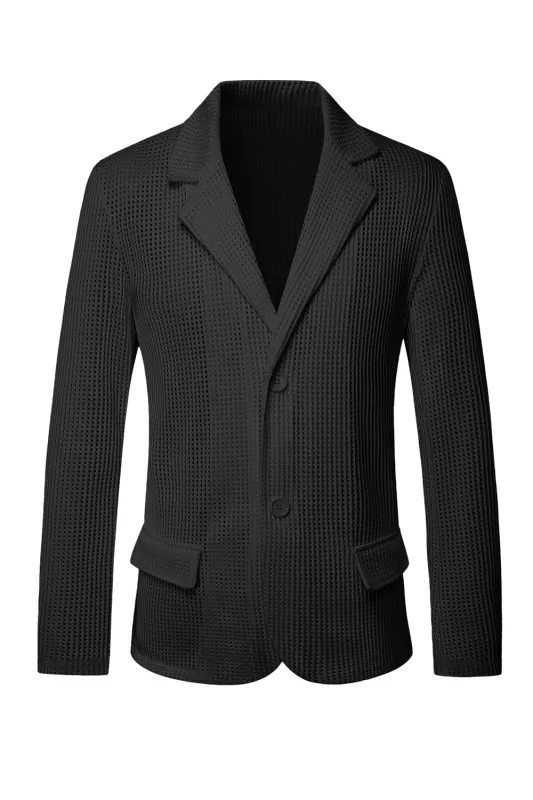 Black Notch Lapel Single Breasted Men's Jacket made by Zapaka