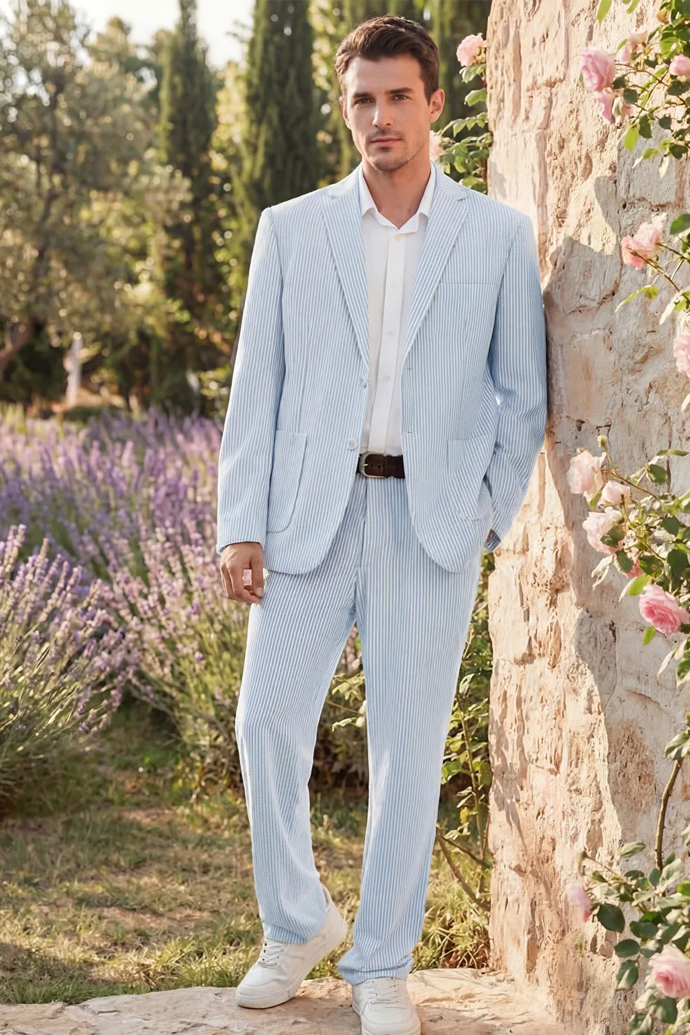 Light Blue 2 Piece Notch Lapel Single Breasted Men's Party Suits sold by Zapaka product image thumbnail 2