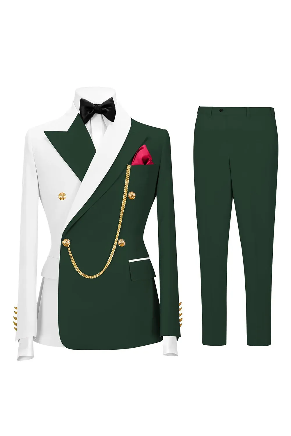 2 Piece Peak Lapel Black Double Breasted Men's Prom Suits sold by Zapaka product image thumbnail 5