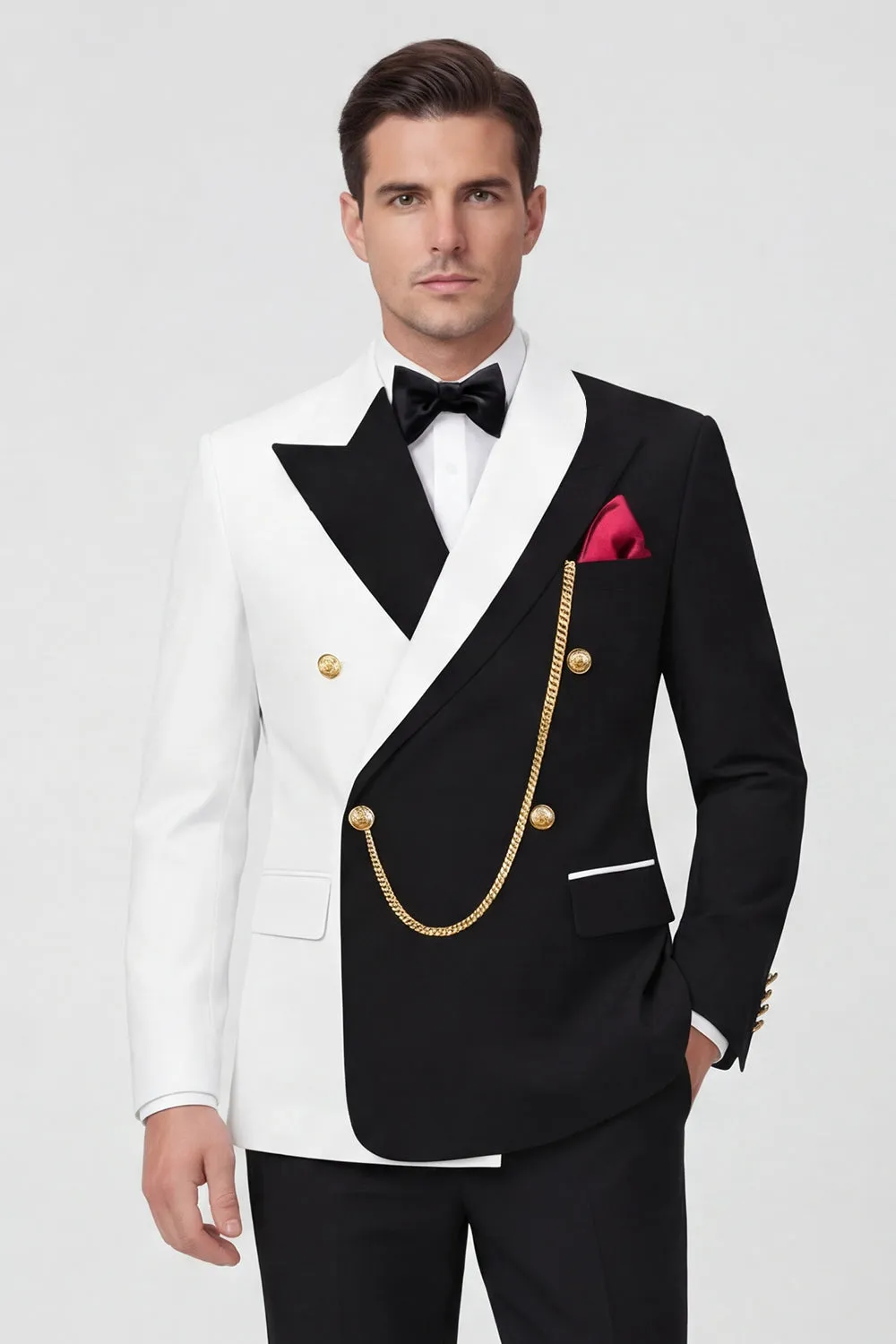 2 Piece Peak Lapel Black Double Breasted Men's Prom Suits sold by Zapaka product image thumbnail 3