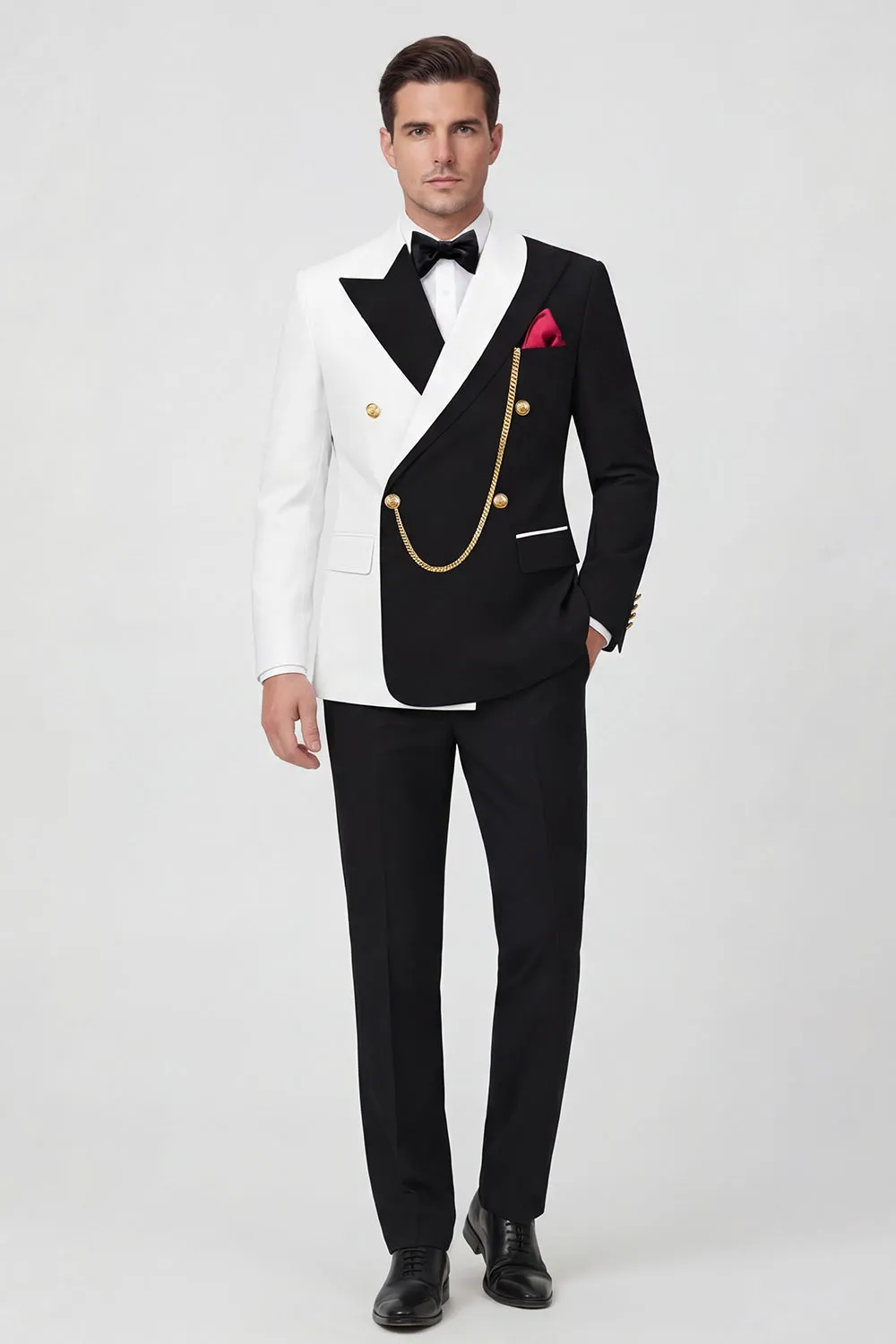 2 Piece Peak Lapel Black Double Breasted Men's Prom Suits sold by Zapaka product image thumbnail 2