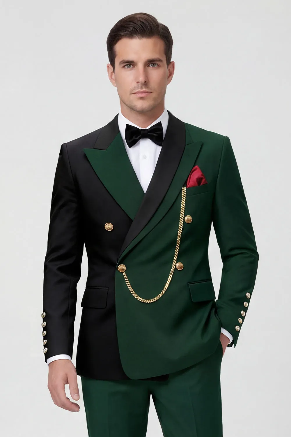 Dark Green 2 Piece Peak Lapel Double Breasted Men's Prom Suits sold by Zapaka product image thumbnail 3