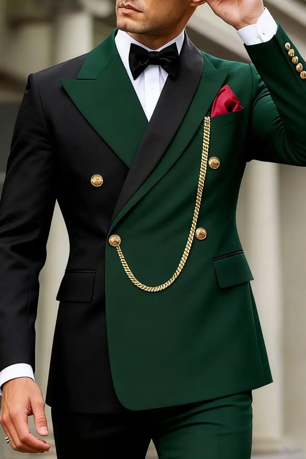 Dark Green 2 Piece Peak Lapel Double Breasted Men's Prom Suits sold by Zapaka product image thumbnail 4