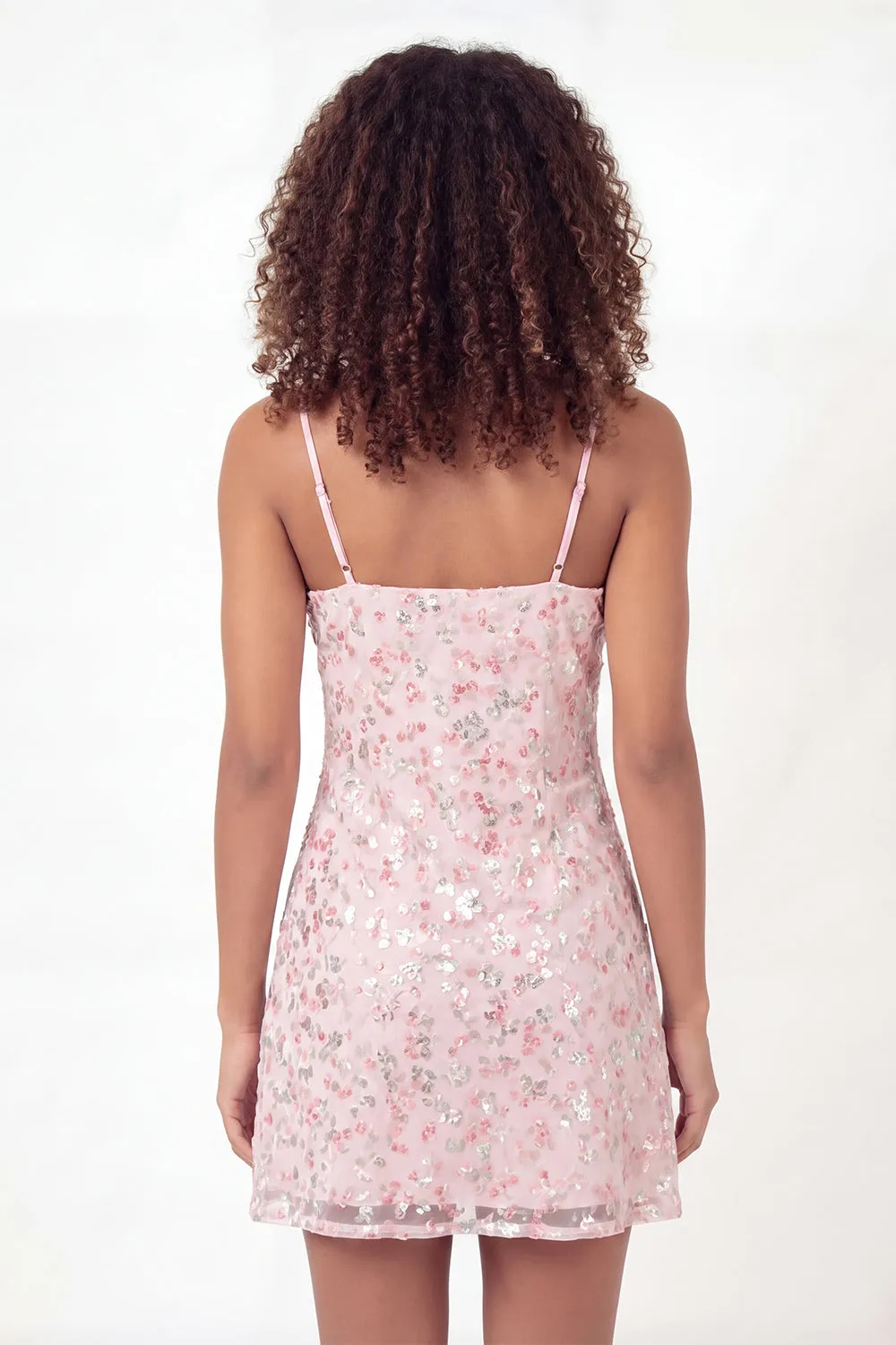 Sparkly Pink A-Line Sequins Mini Graduation Dress sold by Zapaka product image thumbnail 2