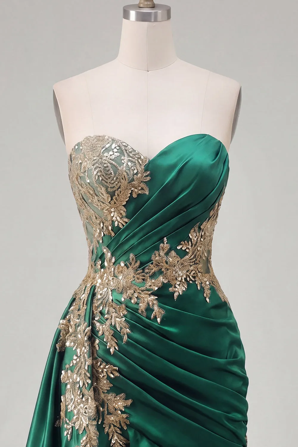 Dark Green Satin Bodycon Sweetheart Ruched Sequins Homecoming Dress with Sash sold by Zapaka product image thumbnail 5