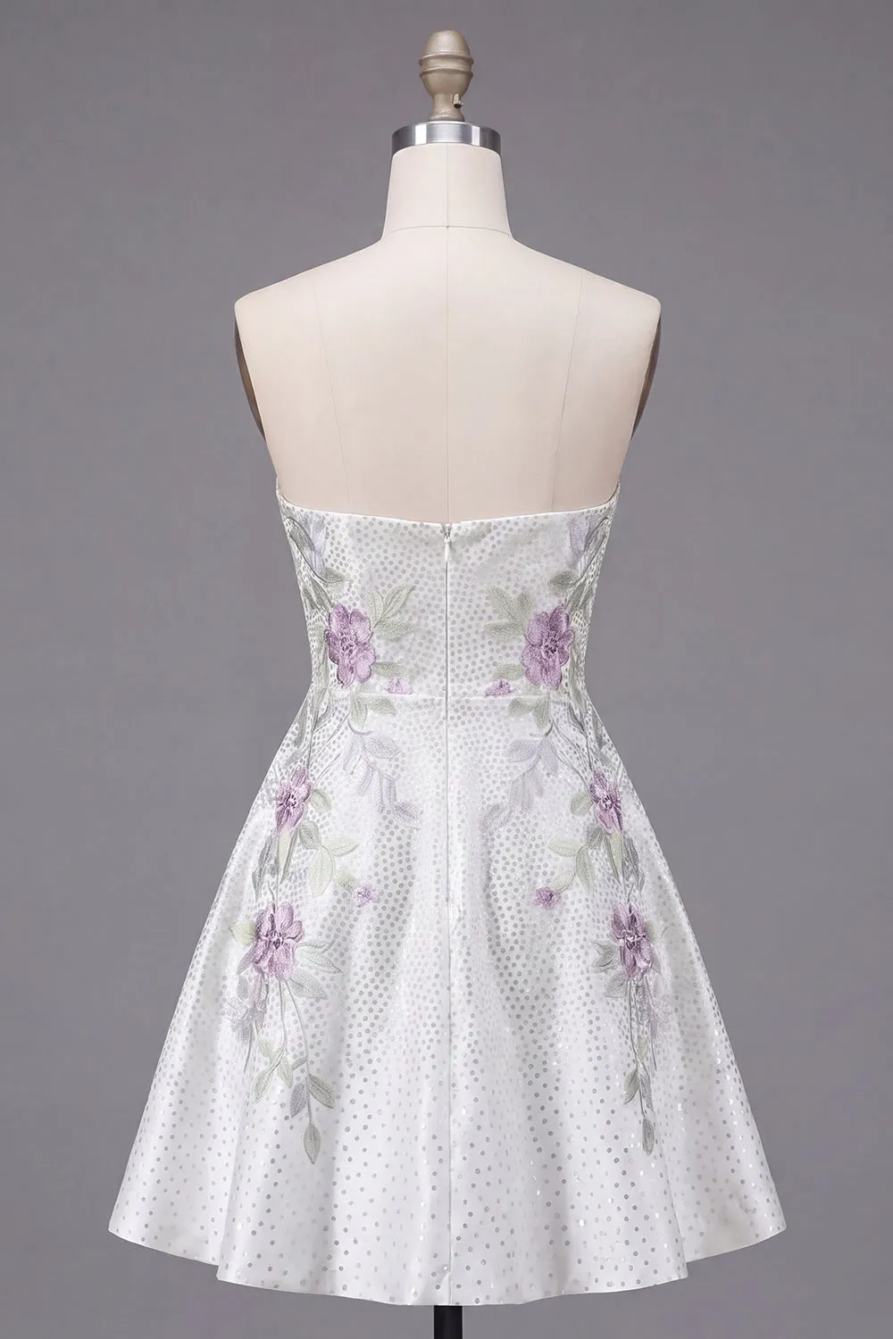 A-Line Sweetheart White Floral Homecoming Dress with Beading sold by Zapaka product image thumbnail 2