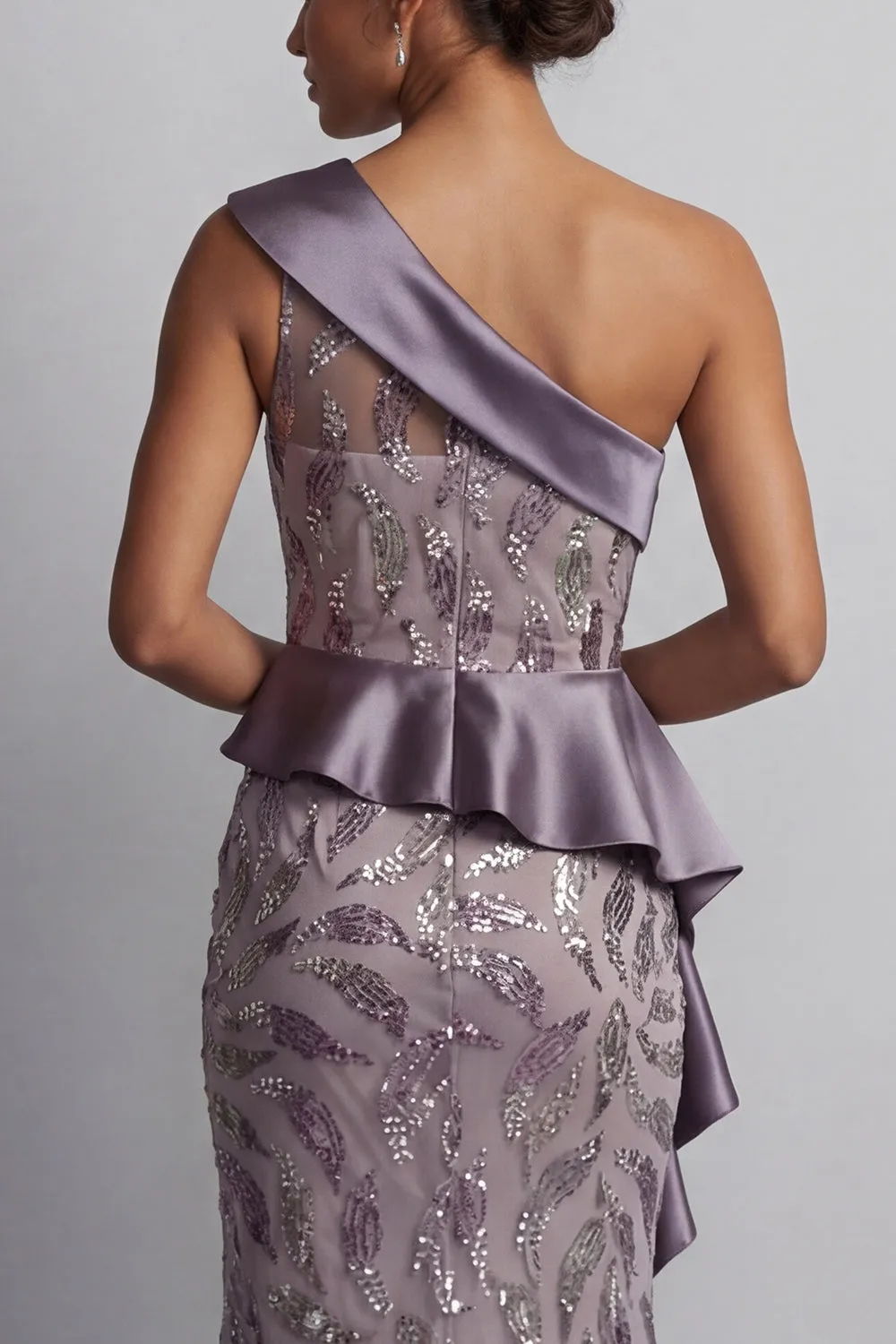 Sparkly Vintage Mauve Long Beaded Mermaid Mother of the Bride Dress with Ruffles sold by Zapaka product image thumbnail 5
