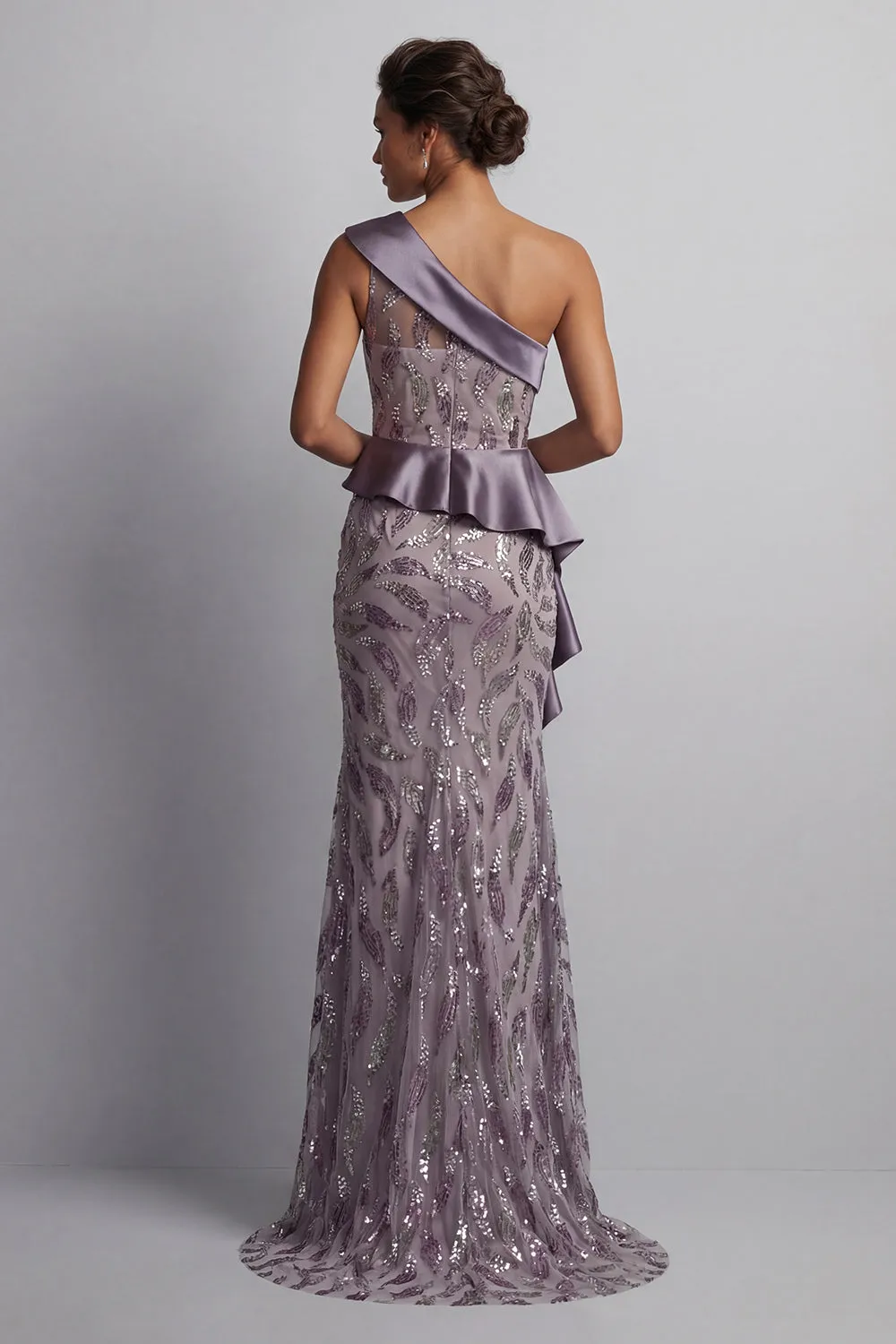 Sparkly Vintage Mauve Long Beaded Mermaid Mother of the Bride Dress with Ruffles sold by Zapaka product image thumbnail 2