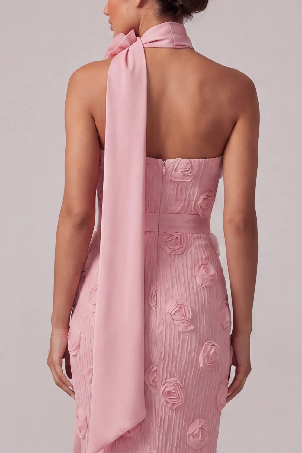 Pink Strapless Mermaid Floral Long Mother Of the Bride Dress sold by Zapaka product image thumbnail 4