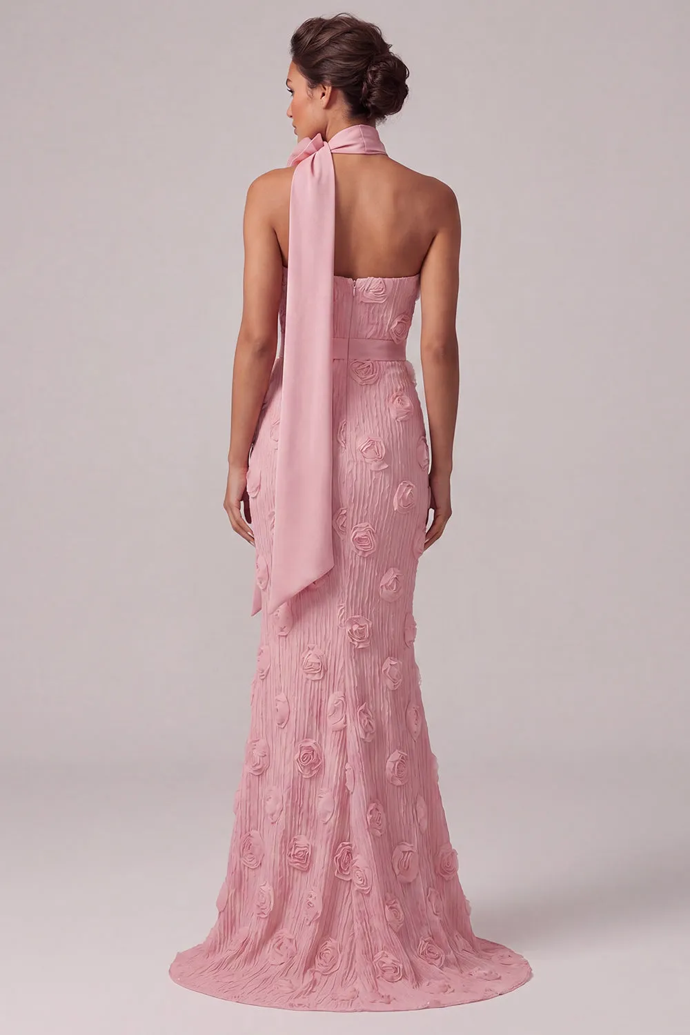 Pink Strapless Mermaid Floral Long Mother Of the Bride Dress sold by Zapaka product image thumbnail 2