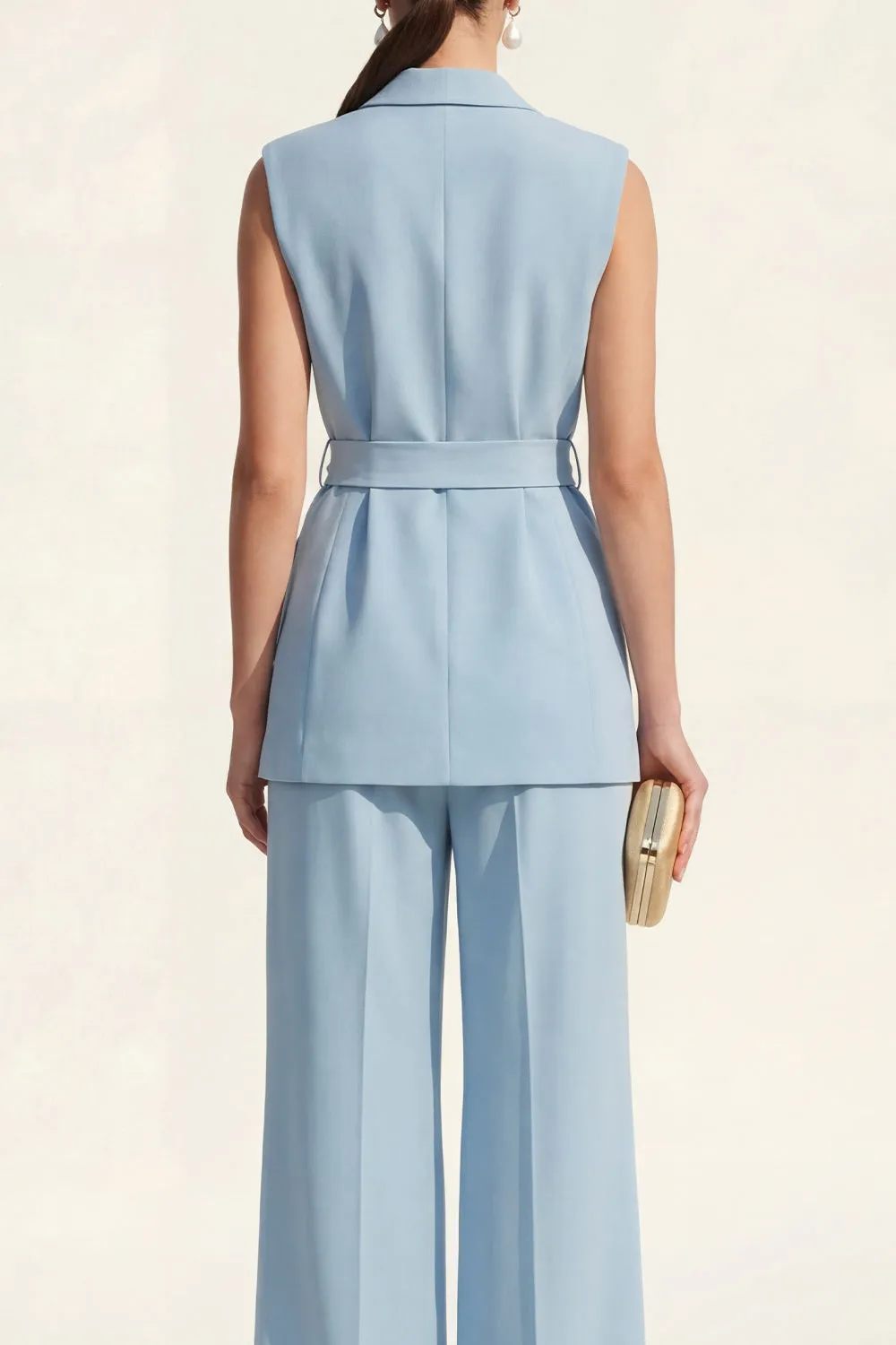 Shawl Lapel Blue 2-Piece Women Suits with Belt sold by Zapaka product image thumbnail 4