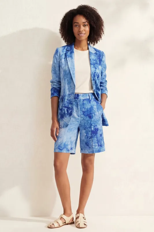 Blue Notched Lapel Single Breasted Slim Fit Short Women Suit made by Zapaka