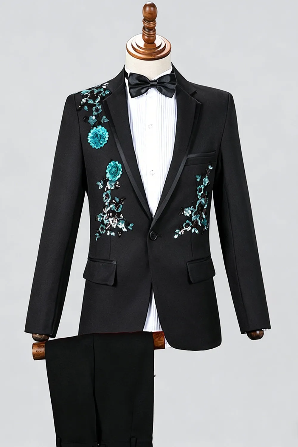 Blue One Button Notch Lapel Beaded Men's Prom Suits sold by Zapaka product image thumbnail 5