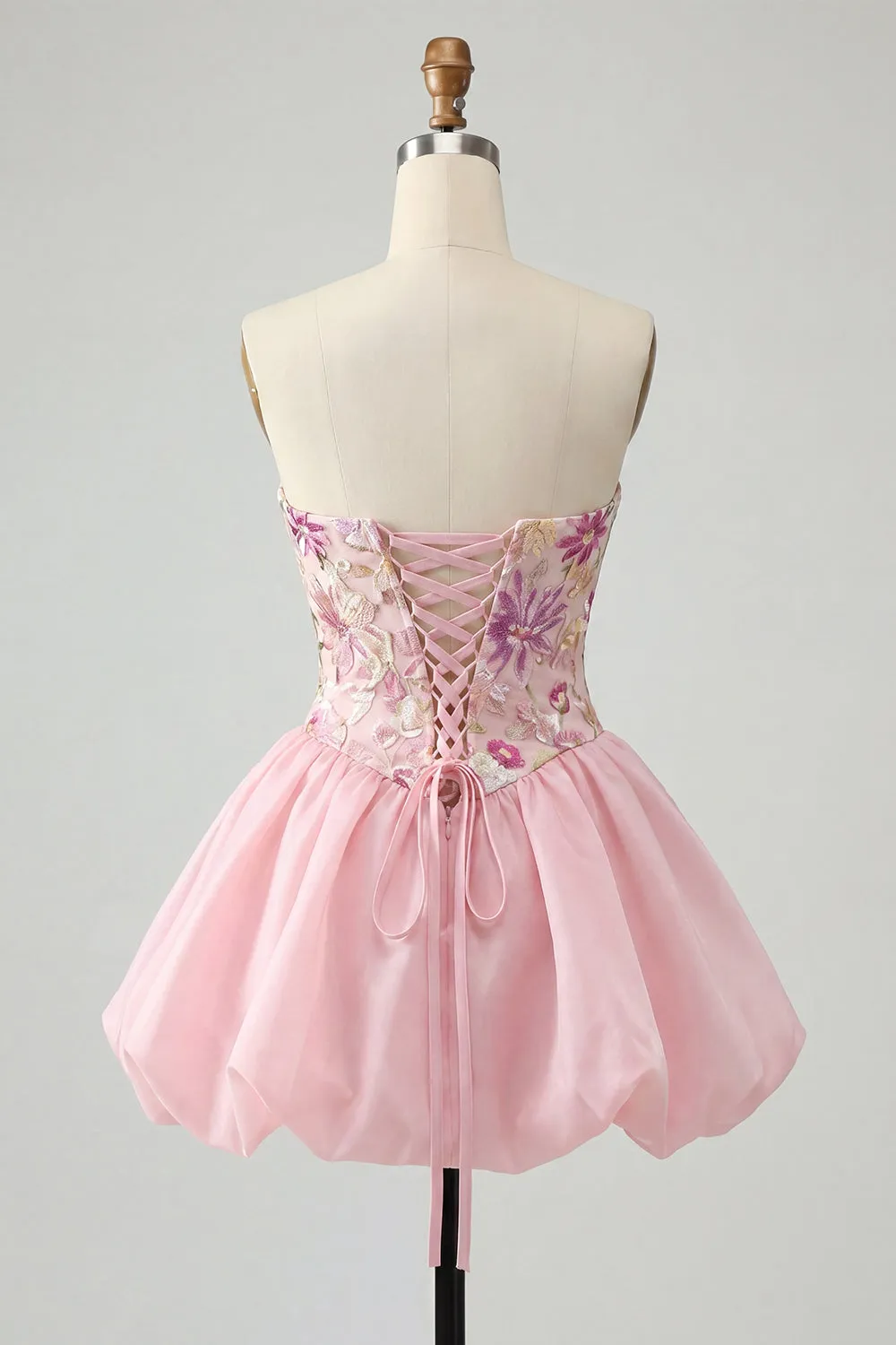 Pink A-Line Strapless Floral Sequins Homecoming Dress sold by Zapaka product image thumbnail 2