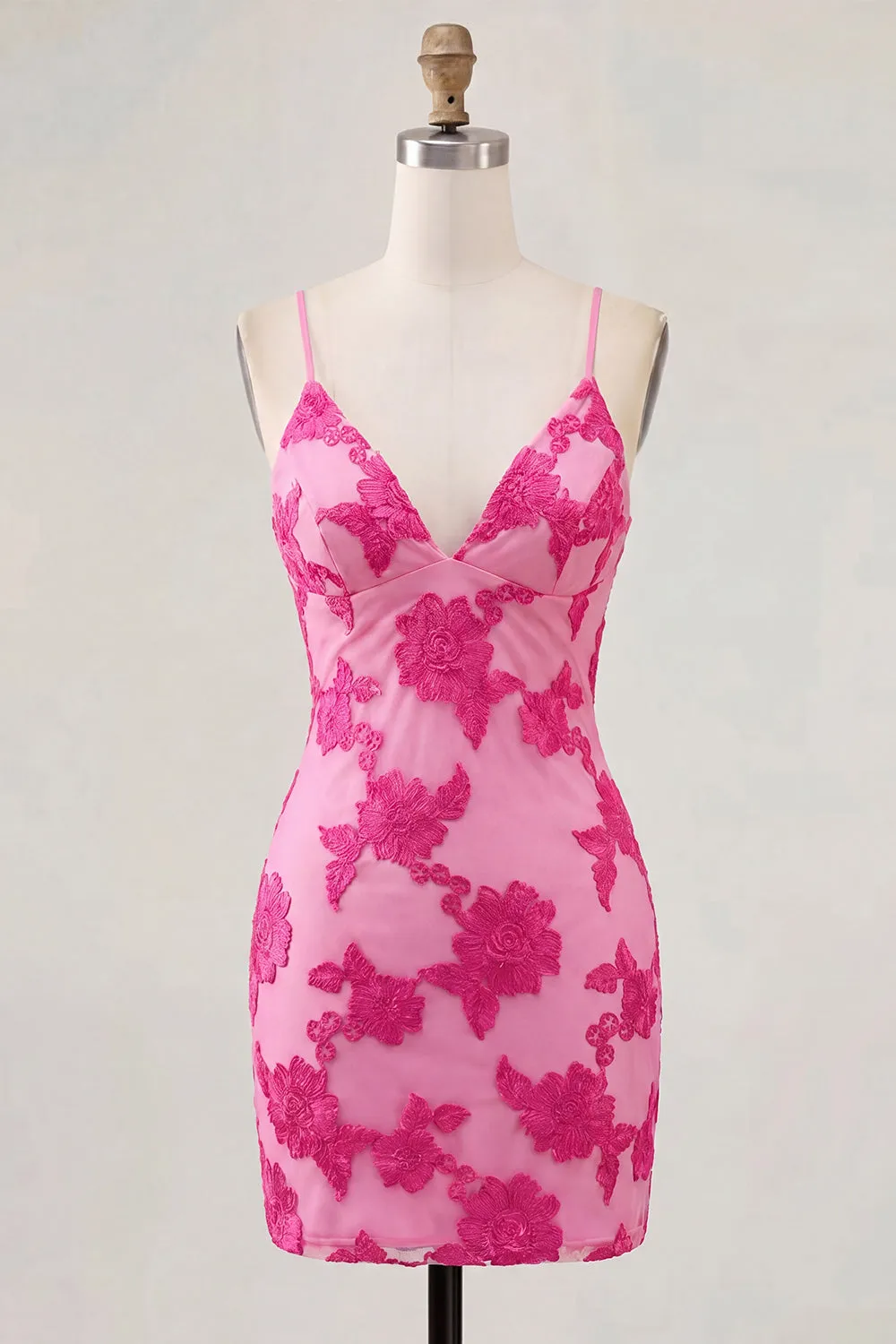 Sage Green Floral Bodycon Spaghetti Straps Homecoming Dress sold by Zapaka product image thumbnail 2