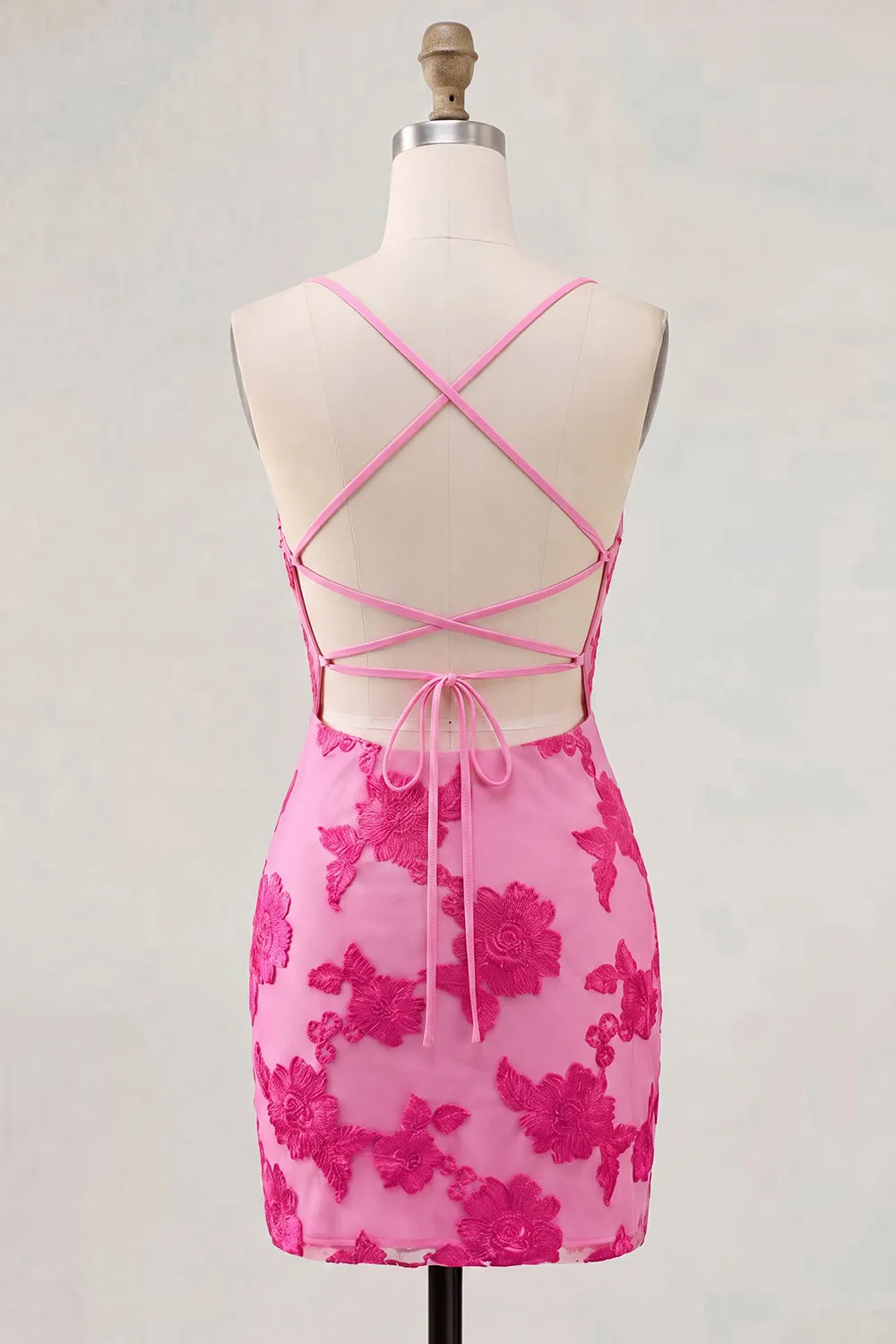 Sage Green Floral Bodycon Spaghetti Straps Homecoming Dress sold by Zapaka product image thumbnail 3