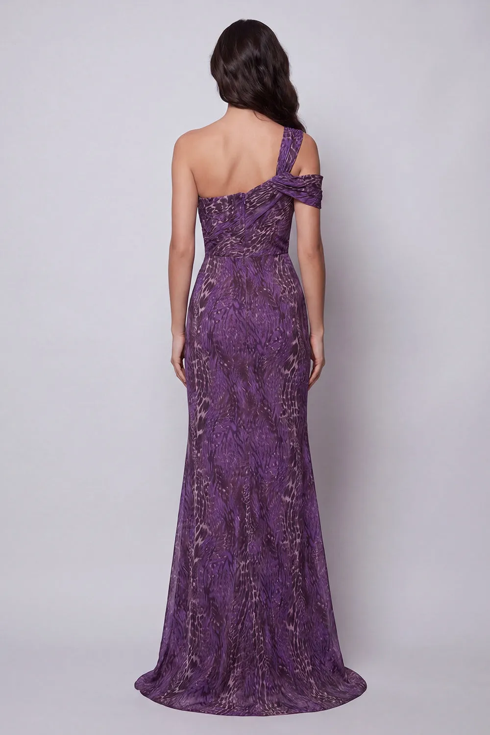 One Shoulder Mermaid Purple Chiffon Long Formal Dress sold by Zapaka product image thumbnail 2