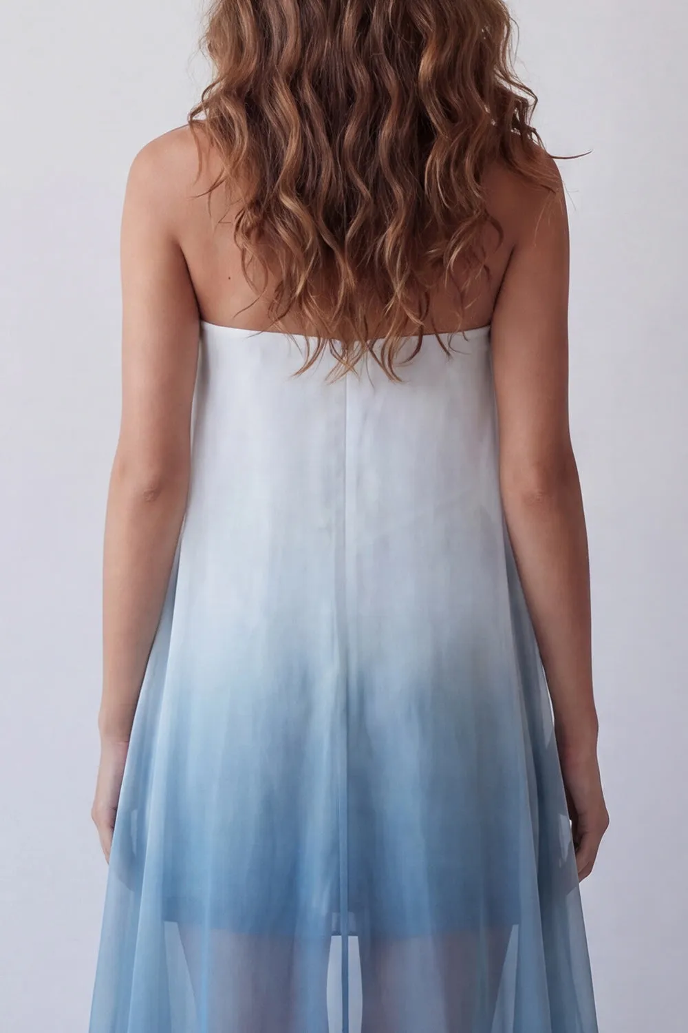 Lake Blue Chiffon Strapless Bodycon Mini Formal Dress sold by Zapaka product image thumbnail 5