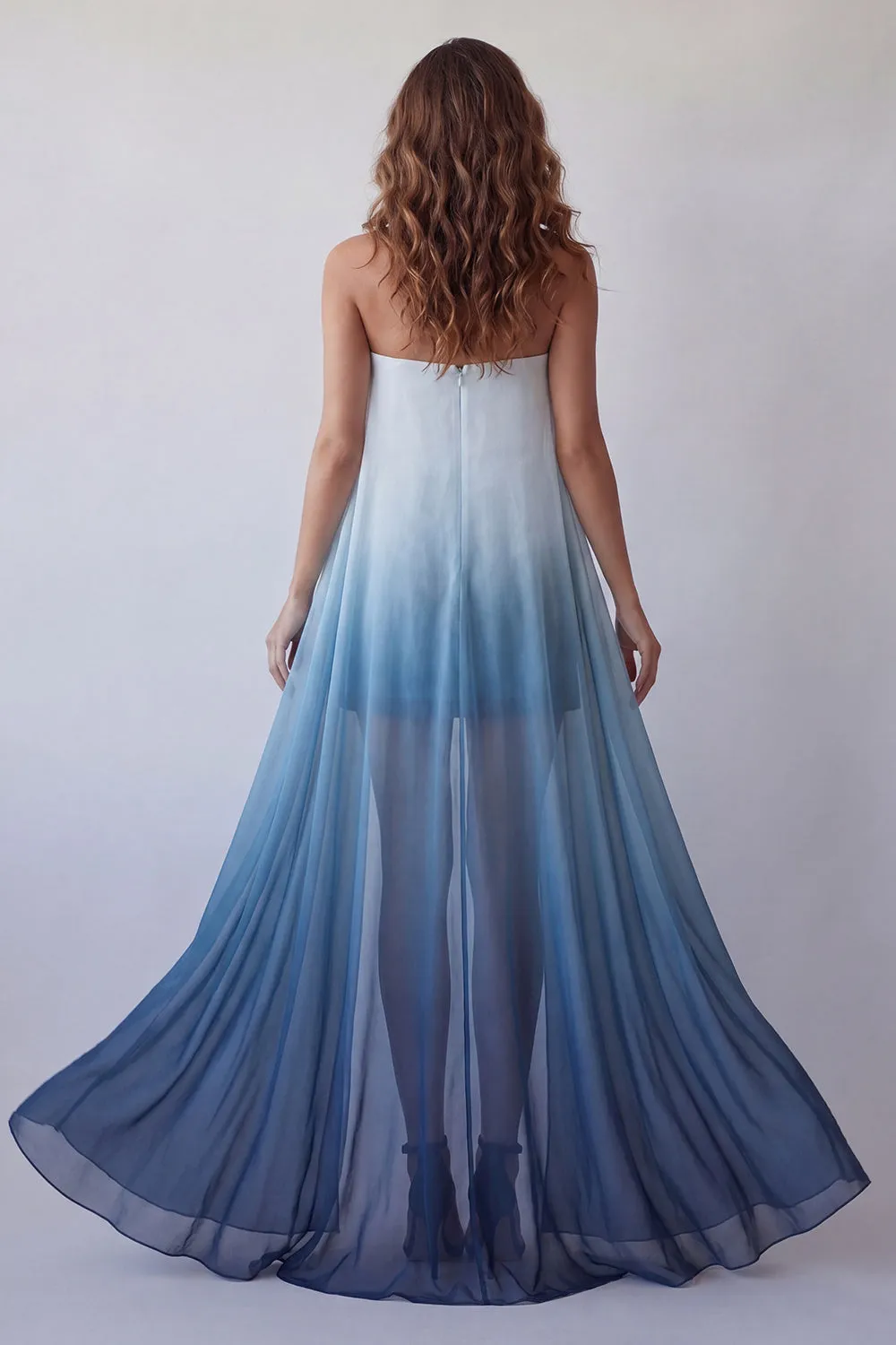 Lake Blue Chiffon Strapless Bodycon Mini Formal Dress sold by Zapaka product image thumbnail 2