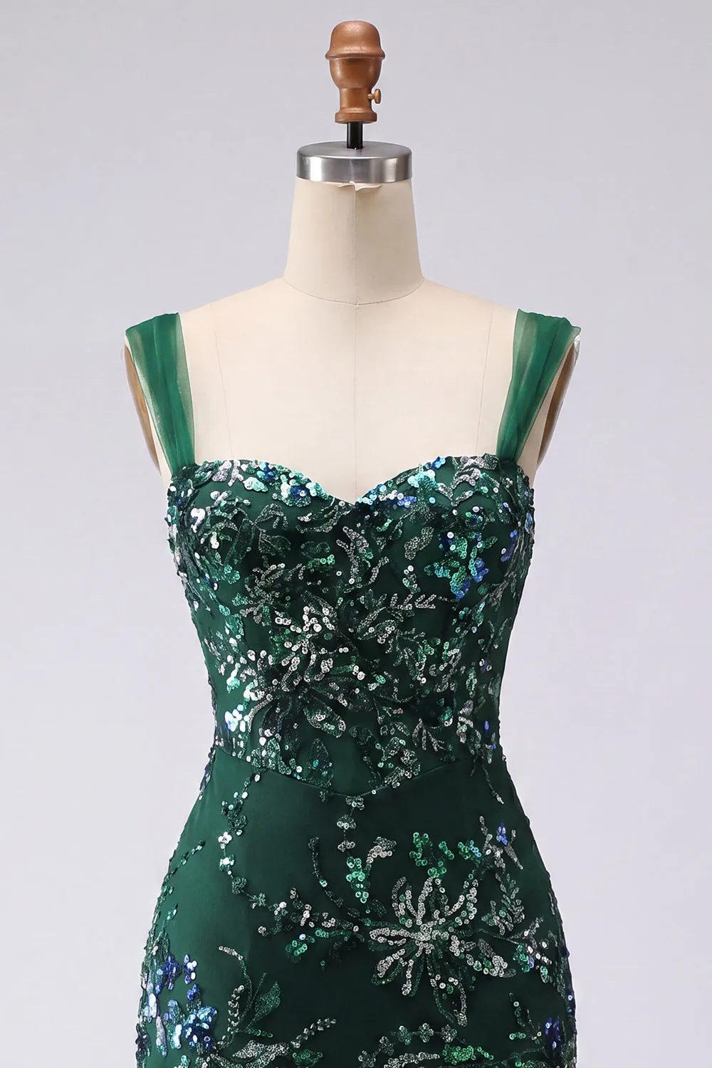 Dark Green Bodycon Sequins Short Homecoming Dress with Slit sold by Zapaka product image thumbnail 5