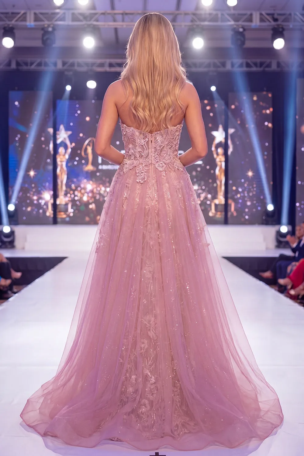 Mermaid Blush Sweetheart Corset Beaded Floral Long Pageant Dress with Sash sold by Zapaka product image thumbnail 2