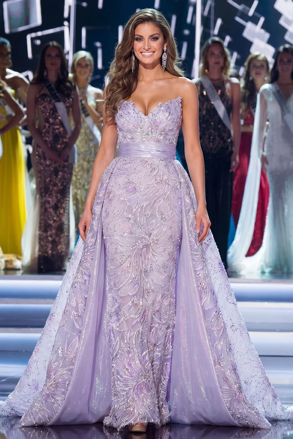 Mermaid Lilac Sweetheart Glitter Long Pageant Dress with Sash sold by Zapaka