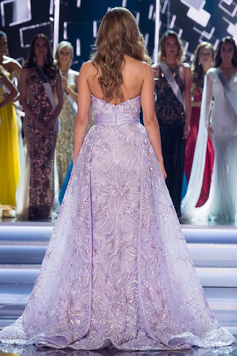 Mermaid Lilac Sweetheart Glitter Long Pageant Dress with Sash sold by Zapaka product image thumbnail 2