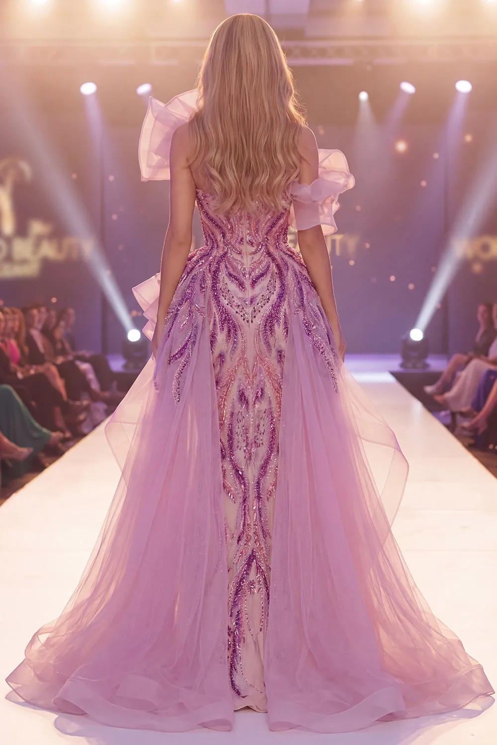 Sparkly Grey Purple One Shoulder Sequins Mermaid Long Pageant Dress with Slit sold by Zapaka product image thumbnail 2