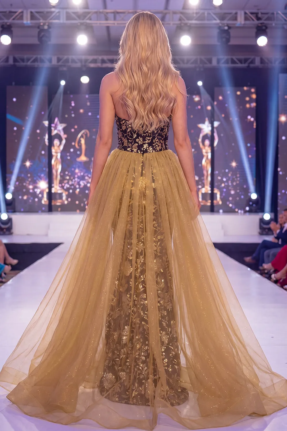Sparkly Black Golden Mermaid Sweetheart Sequins Long Pageant Dress with Sash sold by Zapaka product image thumbnail 2