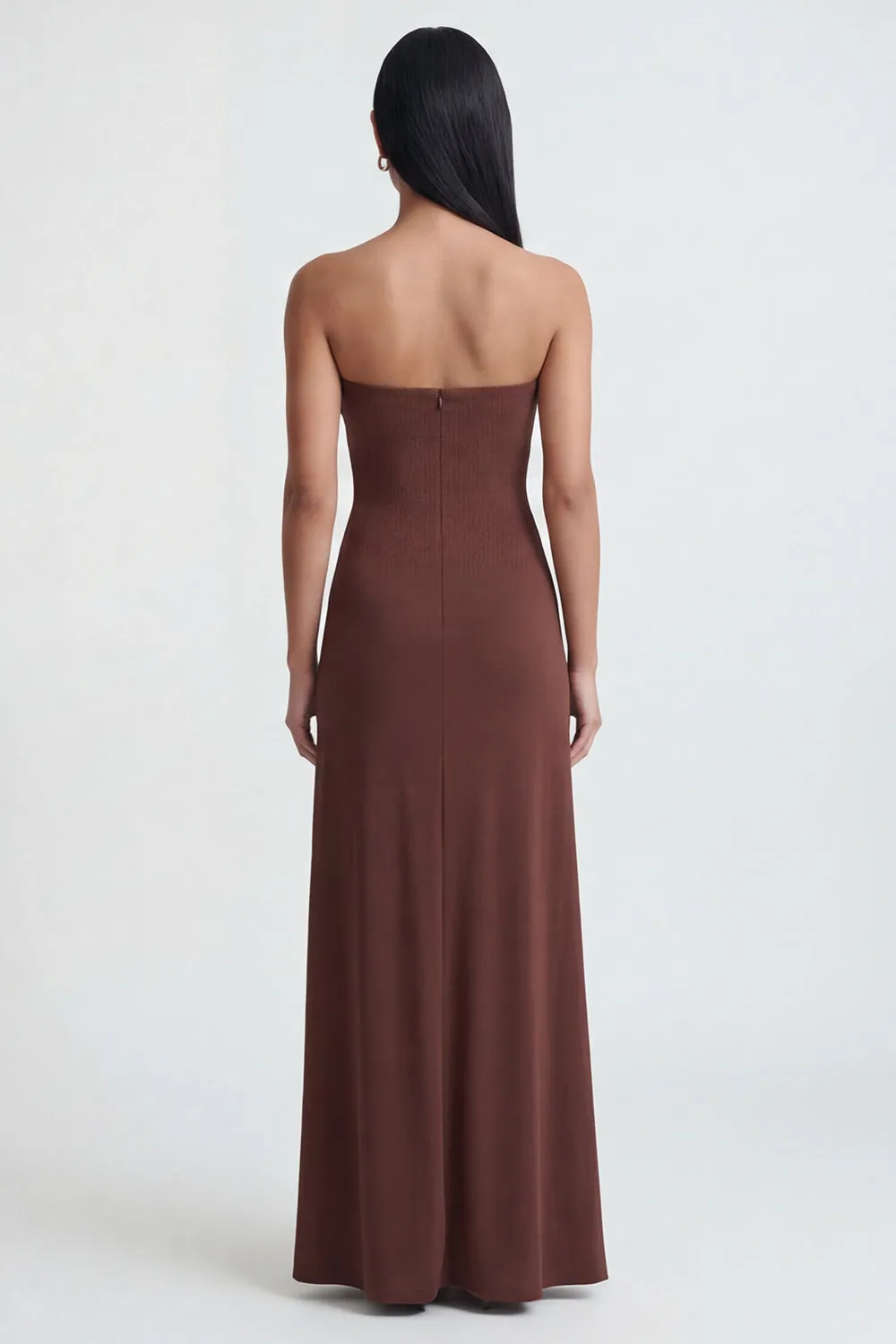Strapless Brown Ruched Sheath Long Formal Dress sold by Zapaka product image thumbnail 2