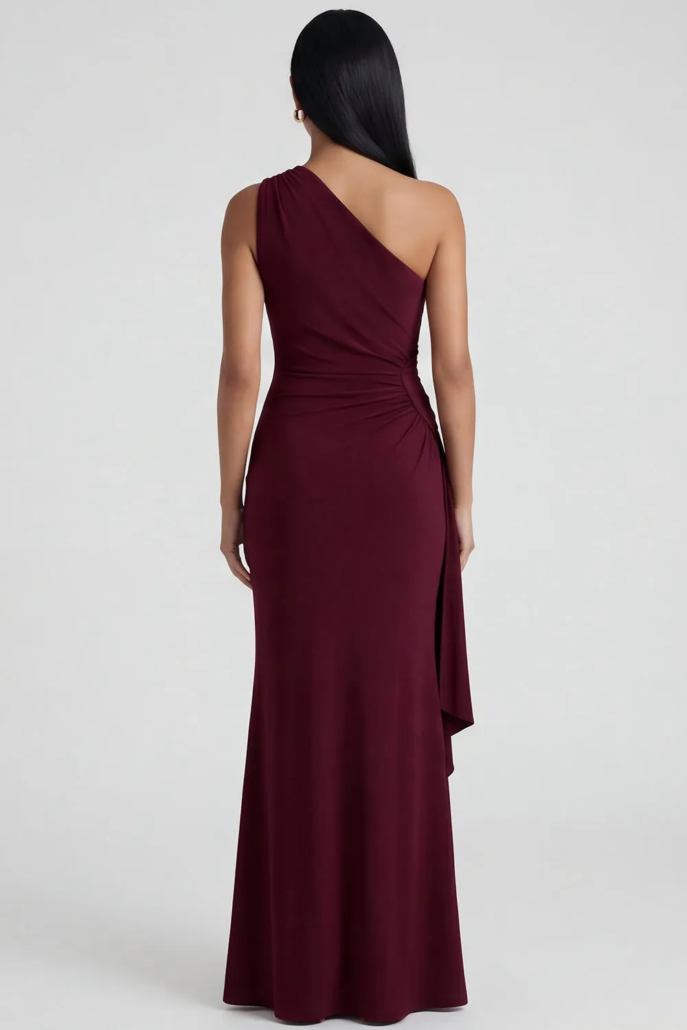 Burgundy Mermaid One Shoulder Ruched Formal Dress sold by Zapaka product image thumbnail 2