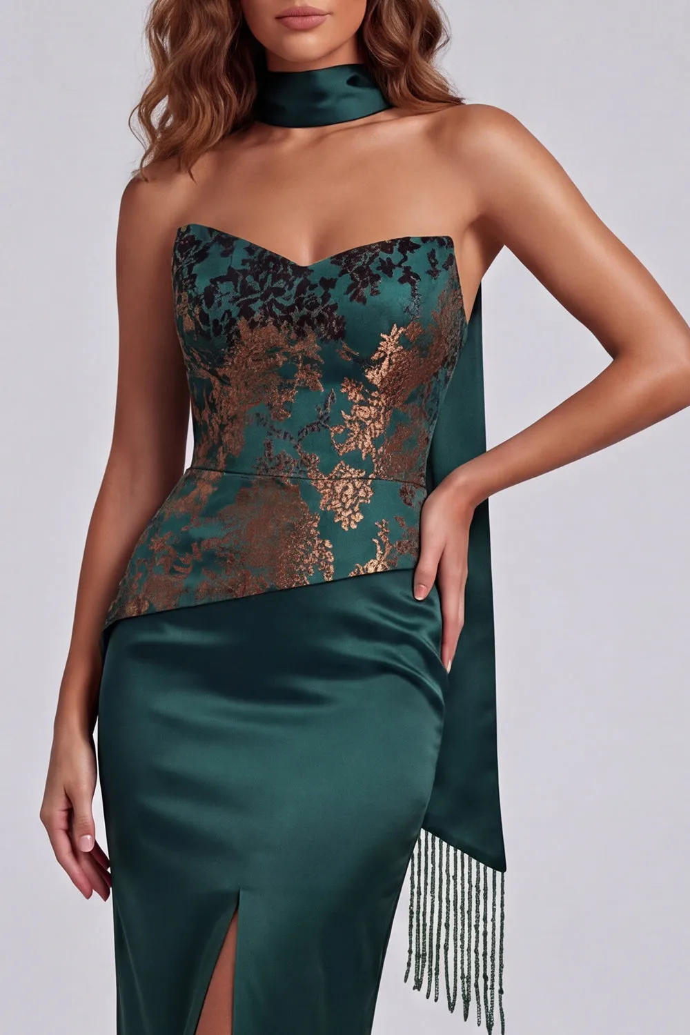 Strapless Dark Green Sheath Formal Dress with Strapless sold by Zapaka product image thumbnail 3