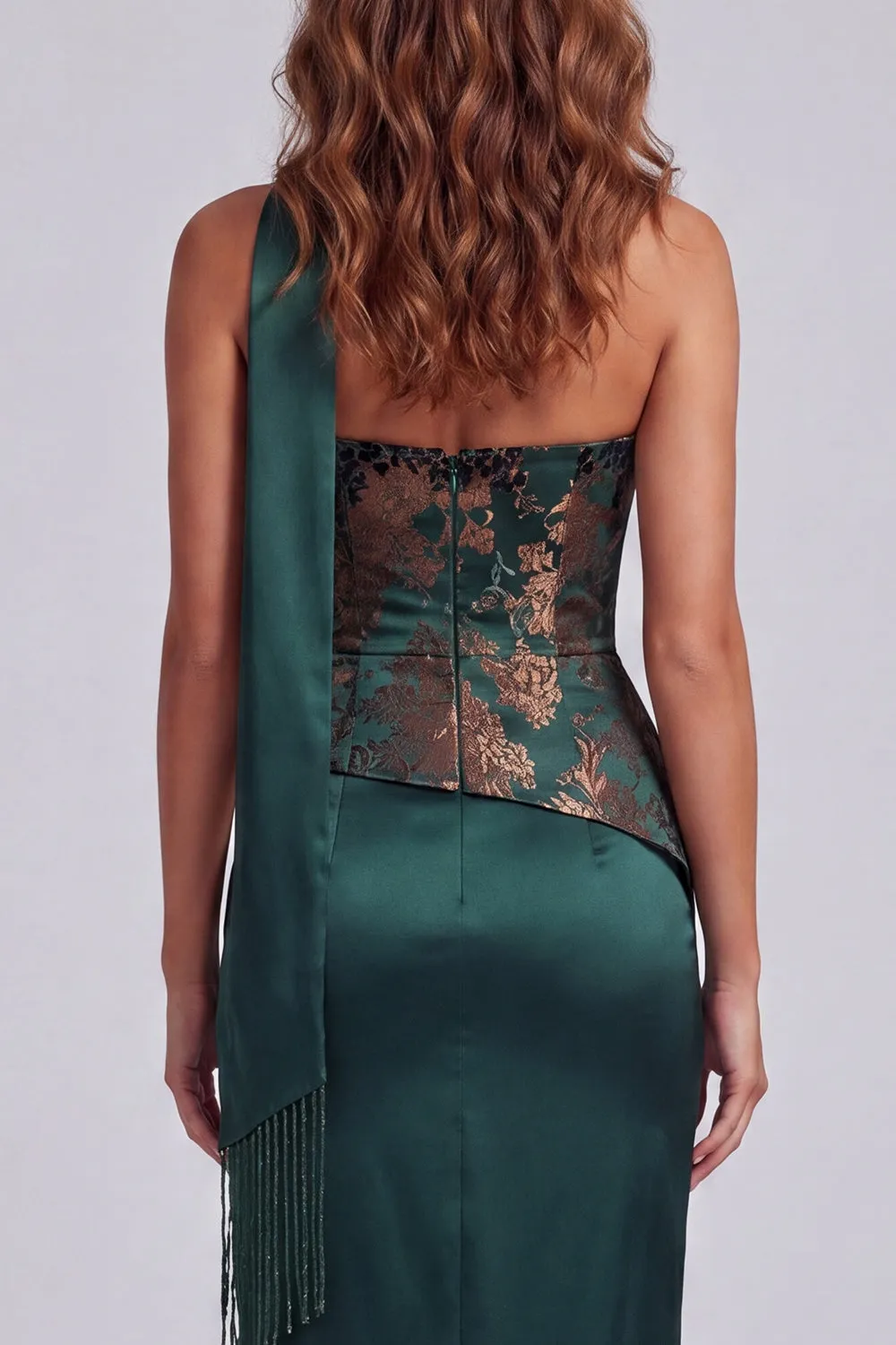 Strapless Dark Green Sheath Formal Dress with Strapless sold by Zapaka product image thumbnail 4