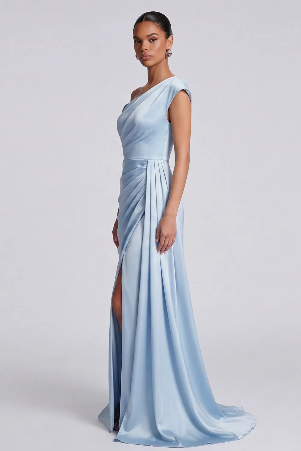 Sky Blue Ruched Mermaid Formal Dress with Slit sold by Zapaka product image thumbnail 3