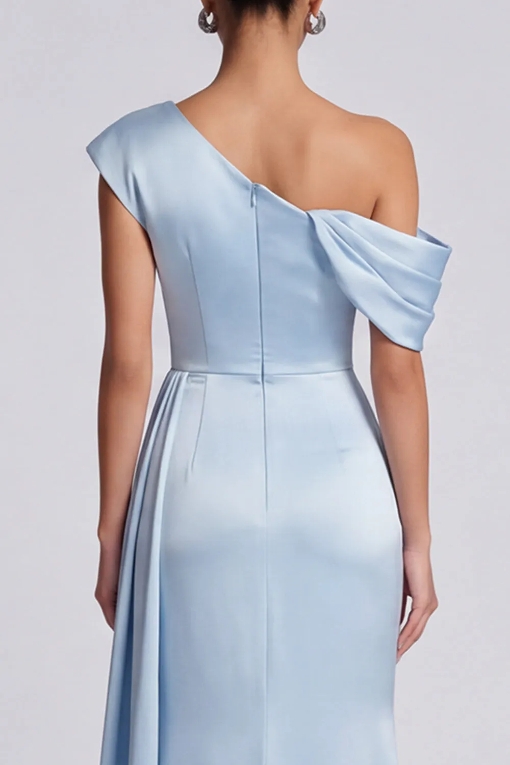 Sky Blue Ruched Mermaid Formal Dress with Slit sold by Zapaka product image thumbnail 5