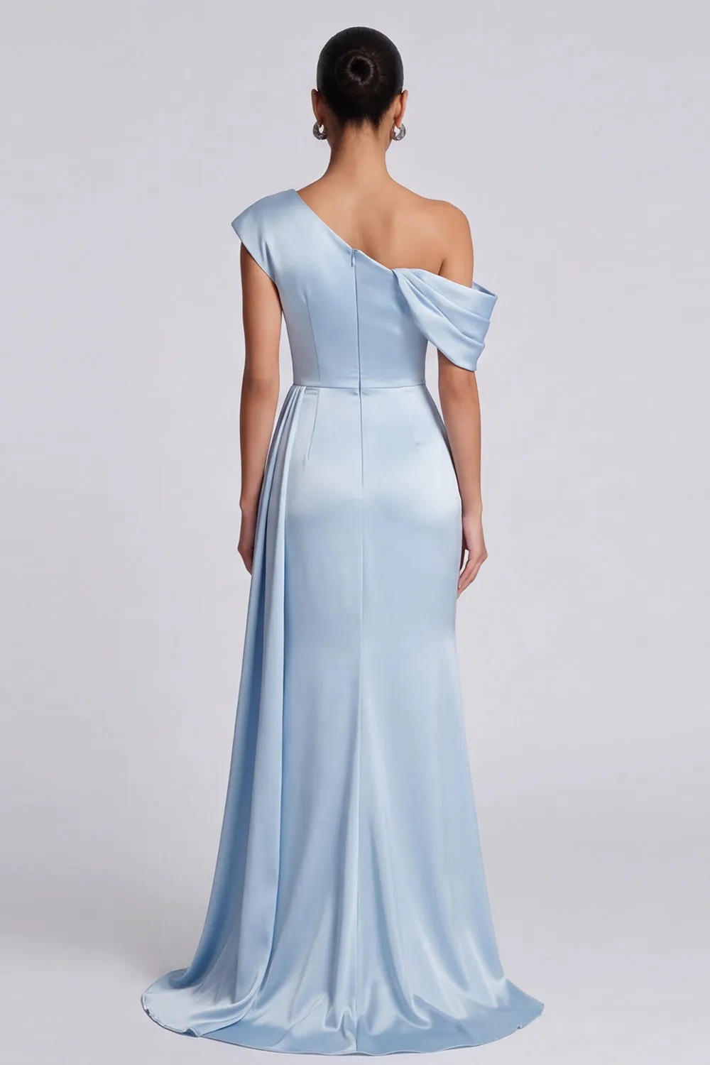 Sky Blue Ruched Mermaid Formal Dress with Slit sold by Zapaka product image thumbnail 2