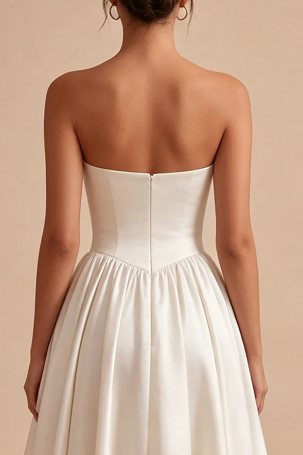 White Sweetheart A Line Corset Satin Midi Dress sold by Zapaka product image thumbnail 4