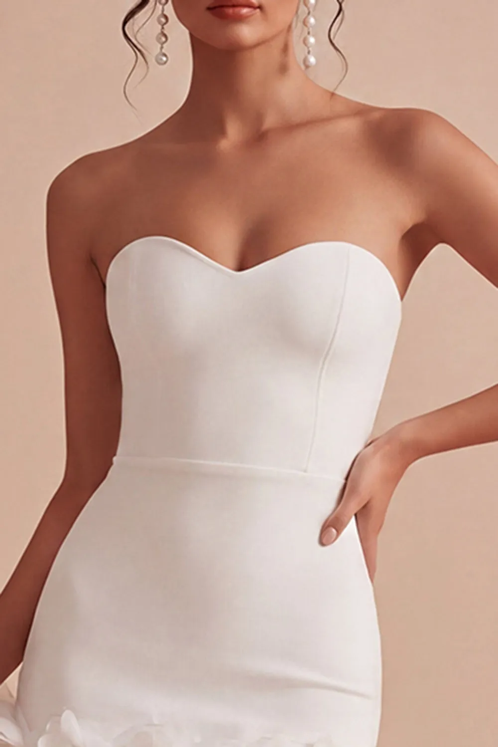 Sweetheart Bodycon White 3D Flowers Mini Dress sold by Zapaka product image thumbnail 3