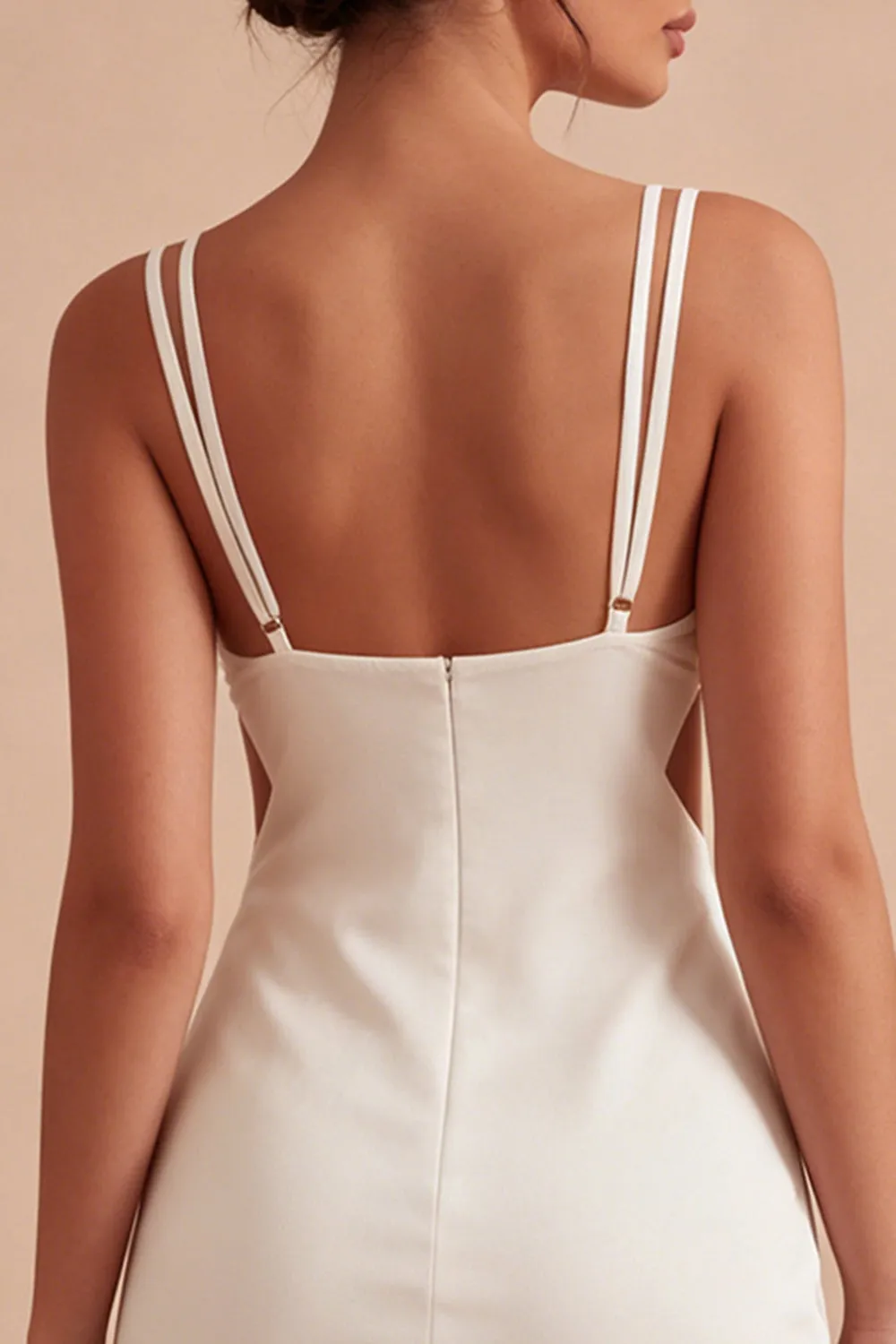 Bodycon White Cut Out Spaghetti Straps Mini Dress sold by Zapaka product image thumbnail 4