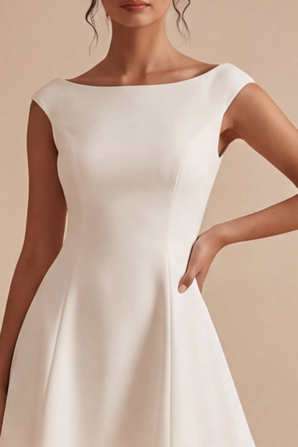 A Line Bateau Neck Little White Dress sold by Zapaka product image thumbnail 3